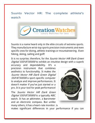 Suunto Vector HR: The complete athlete’s watch
