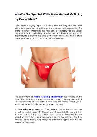 What’s So Special With New Arrival G-String by Cover Male?