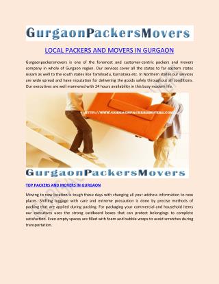 LOCAL PACKERS AND MOVERS IN GURGAON