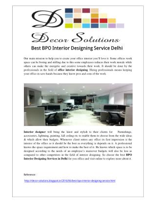 Best BPO Interior Designing Service Delhi