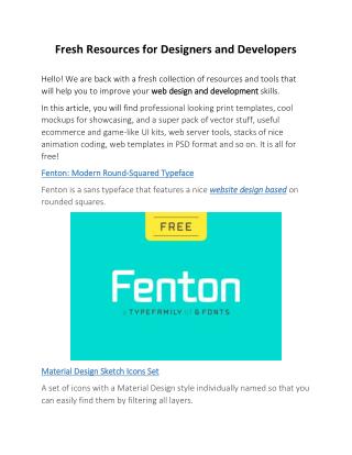 Fresh Resources for Designers and Developers