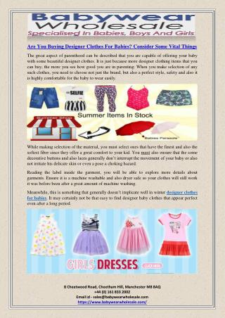 Are You Buying Designer Clothes For Babies? Consider Some Vital Things