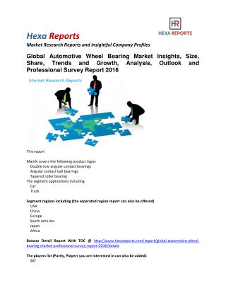 Automotive Wheel Bearing Market Insights, Size, Share, Trends and Growth