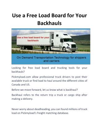 Use a Free Load Board for Your Backhauls