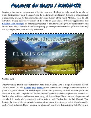 The best Jammu and kashmir tour packages | Flamingo