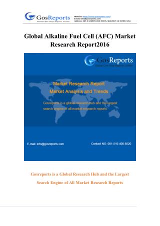 Global Alkaline Fuel Cell (AFC) Market Research Report 2016