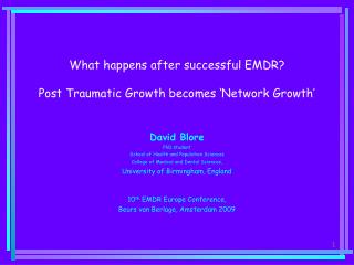 What happens after successful EMDR? Post Traumatic Growth becomes ‘Network Growth’