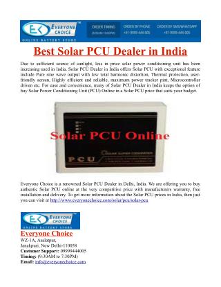 Best Solar PCU Dealer in India