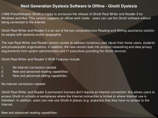 Next Generation Dyslexia Software is Offline - Ghotit Dyslexia
