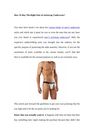 How To Buy The Right Pair of Jockstrap Underwear?