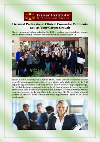 Licensed professional clinical counselor California boosts your career growth