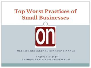 Oleksiy Nesterenko - Top Worst Practices of Small Business