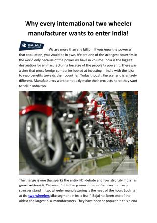 Why every international two wheeler manufacturer wants to enter India