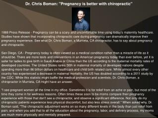 Dr. Chris Boman: "Pregnancy is better with chiropractic"