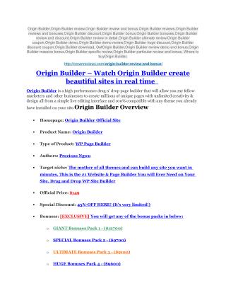 Origin Builder review-$26,800 bonus & discount