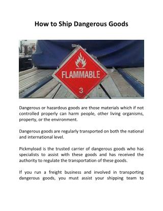 How to Ship Dangerous Goods