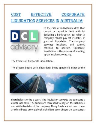 Cost Effective Corporate Liquidation Services in Australia