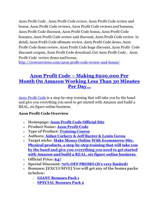 Azon Profit Code Review - Azon Profit Code 100 bonus items