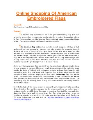 Online Shopping Of American Embroidered Flags