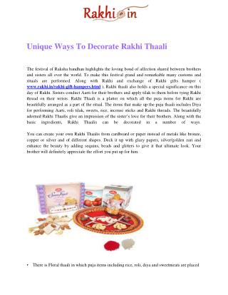 Unique Ways To Decorate Rakhi Thaali