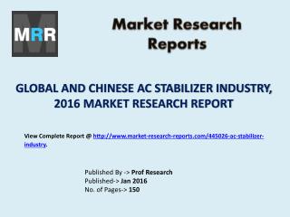 AC Stabilizer Industry Entry Strategies and Marketing Channels Analysis and Forecasts 2021