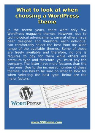 What to Look at When Choosing a WordPress Theme