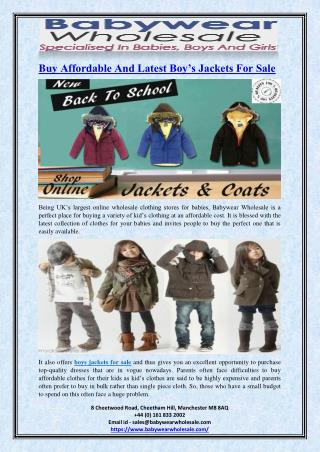 Buy Affordable And Latest Boy’s Jackets For Sale