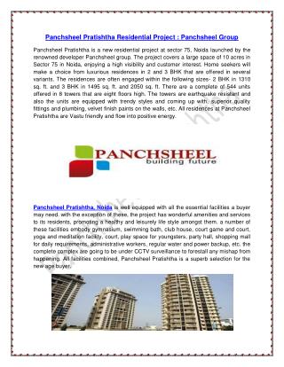 Panchsheel Pratishtha Residential Project : Panchsheel Group