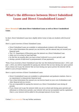 What’s the difference between Direct Subsidized Loans and Direct Unsubsidized Loans?