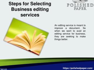 Steps for selecting business editing services