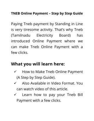 Tneb Online Payment