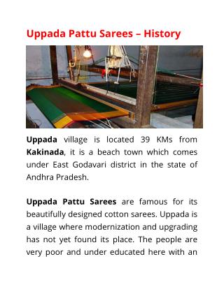 Uppada Pattu Sarees - History