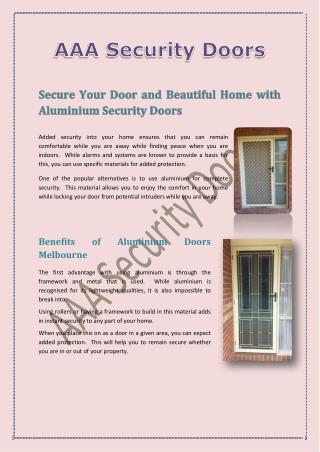 Secure Your Door and Beautiful Home with Aluminium Security Doors
