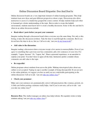 Online Discussion Board Etiquette: Dos And Don’ts