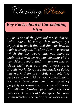 Key Facts about a Car detailing Firm