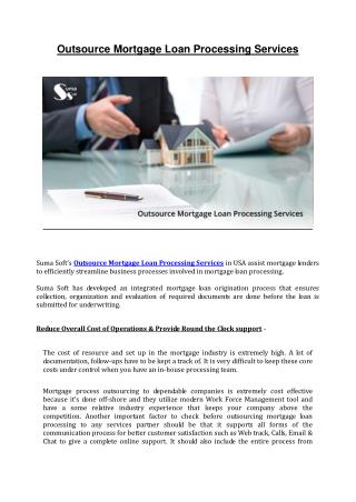 Outsource Mortgage Loan Processing Services