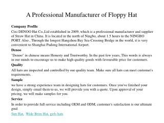 a professional manufacturer of floppy hat, beach hat, sun hat, wide brim hat,