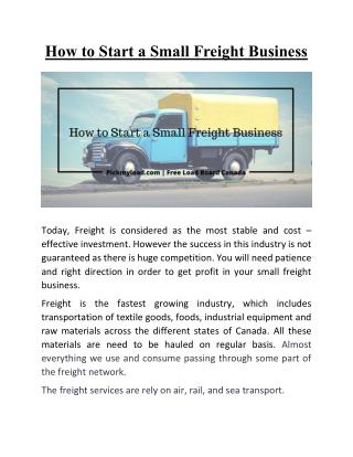 How to Start a Small Freight Business