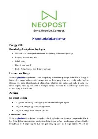 Neopost Plasktkortskriver