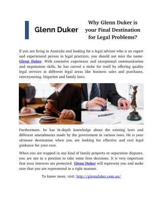 Why Glenn Duker is your final destination for legal problems