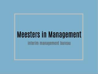 Meesters in Management