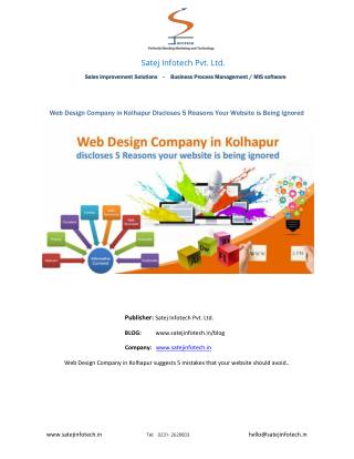 Web Design Company in Kolhapur Discloses 5 Reasons Your Website is Being Ignored