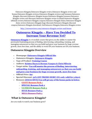 Outsource Kingpin review demo & BIG bonuses pack