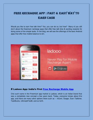 Free Recharge App : Fast & Easy Way to Earn Cash