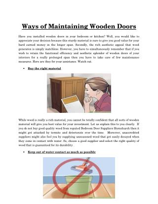 Tips to maintain wooden doors
