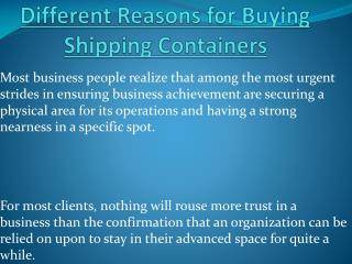 Different Reasons for Buying Shipping Containers