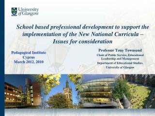 School based professional development to support the implementation of the New National Curricula – Issues for considera