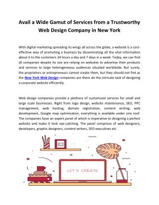 Avail a Wide Gamut of Services from a Trustworthy Web Design Company in New York