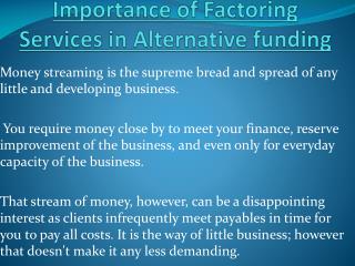 Factoring Services in Alternative funding Importance