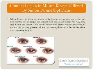 Contact Lenses in Milton Keynes Offered By Simon Donne Opticians